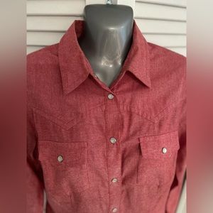 Jeffrey Banks long sleeve button down style Red women’s shirt